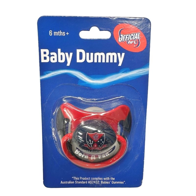 Baby dummy in blue packaging with visible branding