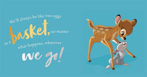 Animated deer and rabbit with a quote on a blue background