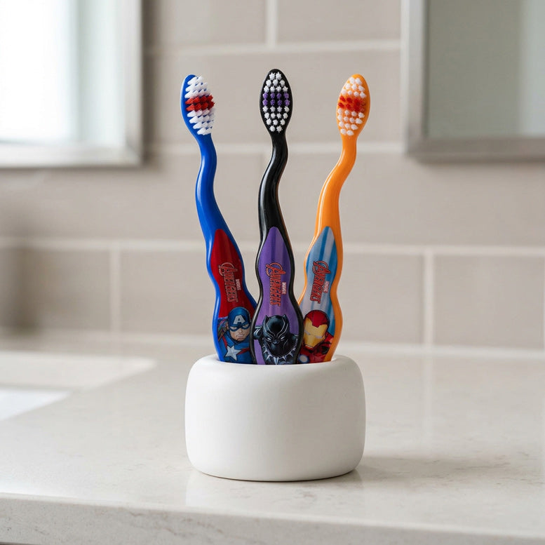 Avengers Toothbrush Set in bathroom