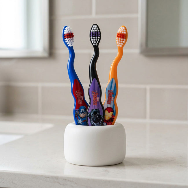 Avengers Toothbrush Set in bathroom