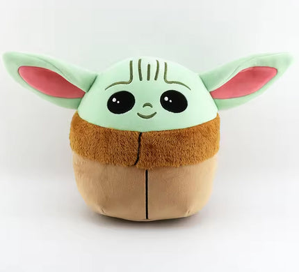 Plush toy resembling a character with large ears and a green head on a white background
