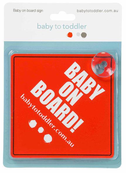 red Baby on Board sign in packaging 