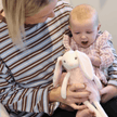 Mother and baby holding Ballerina Bunny toy