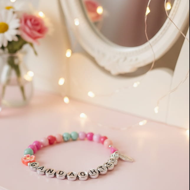Beaded Bracelet for Granddaughter on table