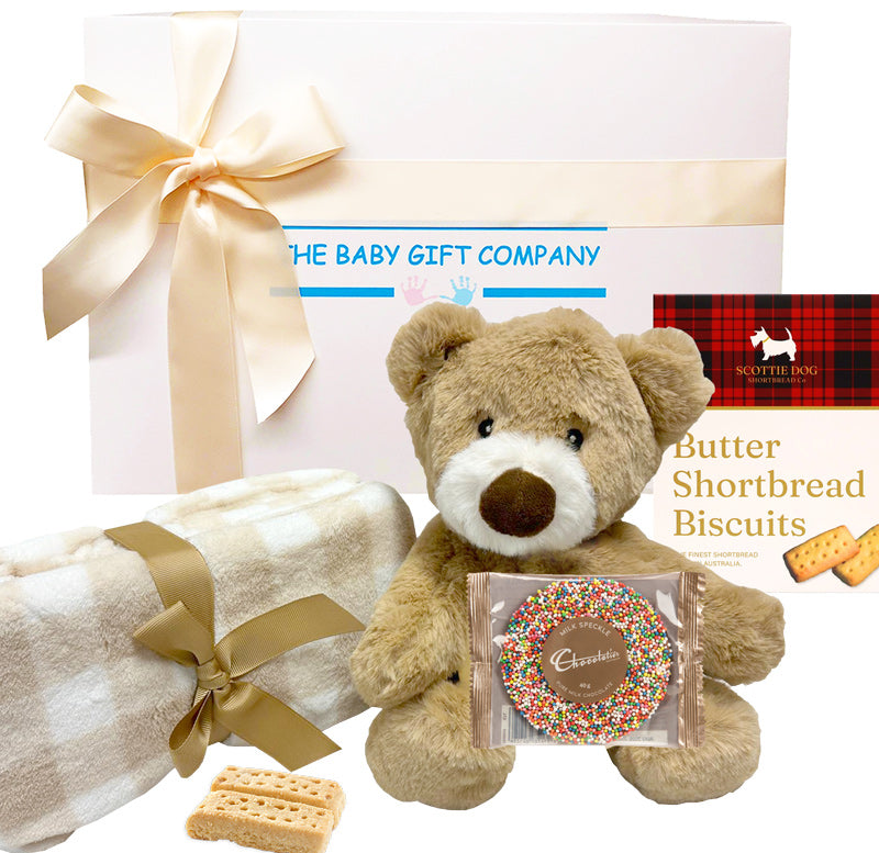 Celebrate New Parents Gourmet Gift Hamper with teddy bear Australian Artisan Treats