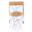Blue feather cotton baby comforter set 2 pack by Emotion & Kids branding on a white background