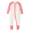Bonds ivory and pink Zip Wondersuit for baby girls on white background