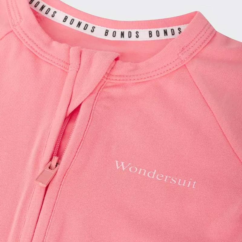 Bonds pink cotton baby Zip Wondersuit with two-way zip