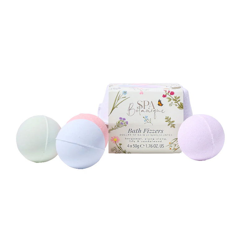 Bath fizzers with a box labeled 'Spa Botanique' on a white background