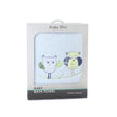 Packaged baby bath towel with owl design on a white background