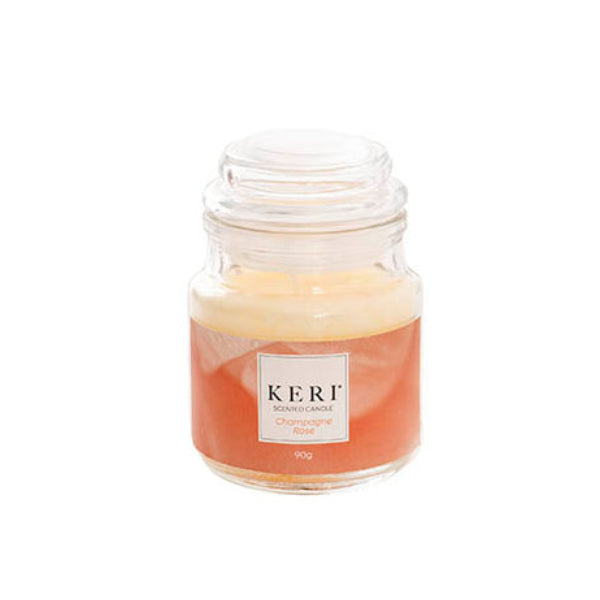 An elegant rose-scented candle for new mum pamper gifts and self-care hampers on a white background