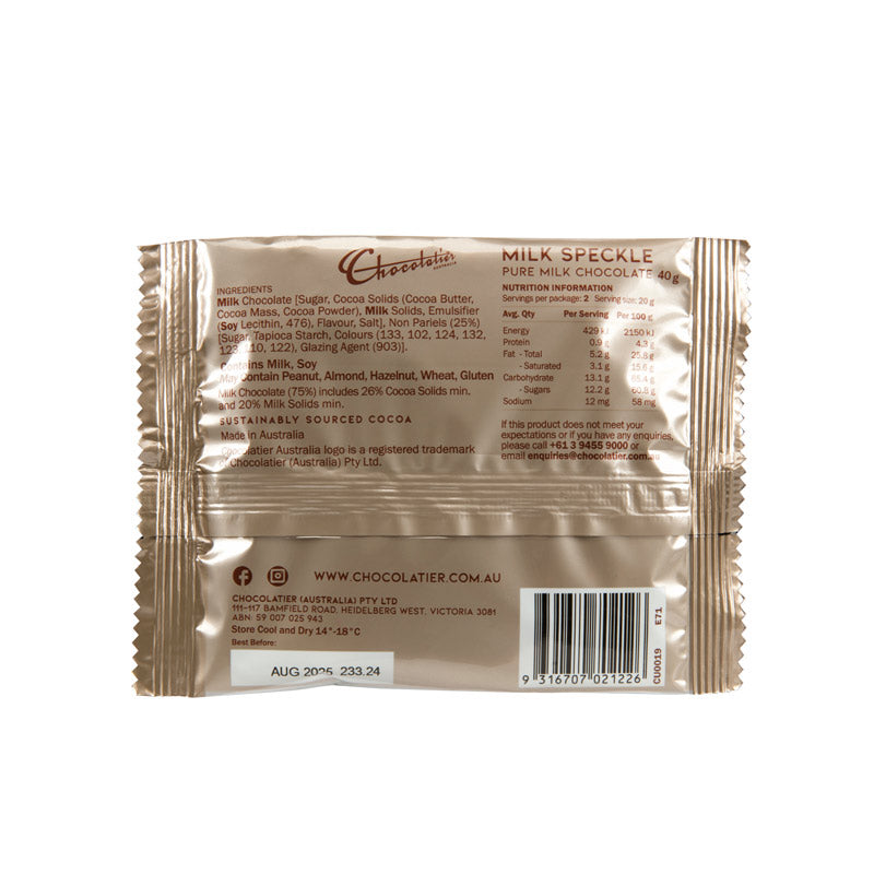 Packet details for Chocolatier Pure Delight Speckle