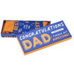 Gift box with socks inside, featuring a humorous message for Dad on a white background