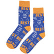Pair of dad socks with blue and orange design