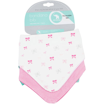 Cotton Pink Bow Reversible Baby Bibs  on a white background
