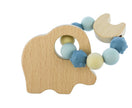 Kaper Kidz ECOBEAD Elephant Teether made from natural beech wood with textured food-grade silicone beads for teething babies.