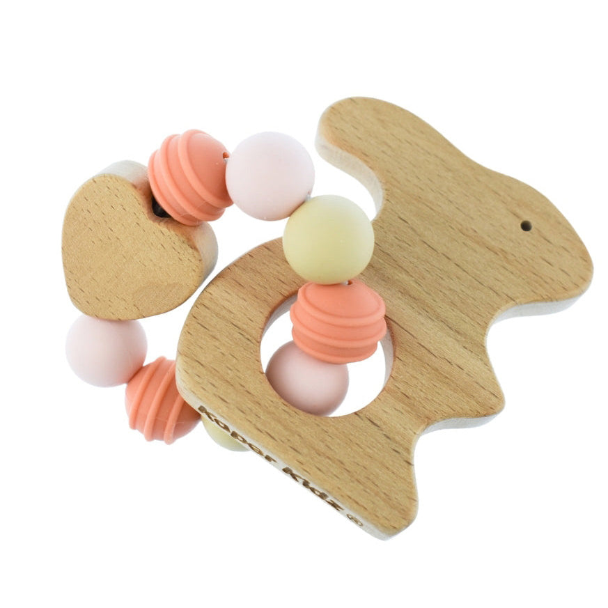 ECOBEAD Rabbit Teether on white back ground