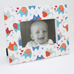 Colorful elephant animal-patterned picture frame with a baby photo inside