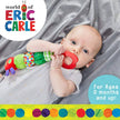 Baby playing with a colorful toy, with 'World of Eric Carle' branding.