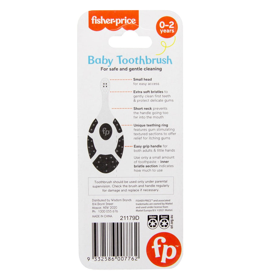 Fisher-Price baby toothbrush packaging on a white background