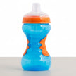 Blue and orange sippy cup on a white background