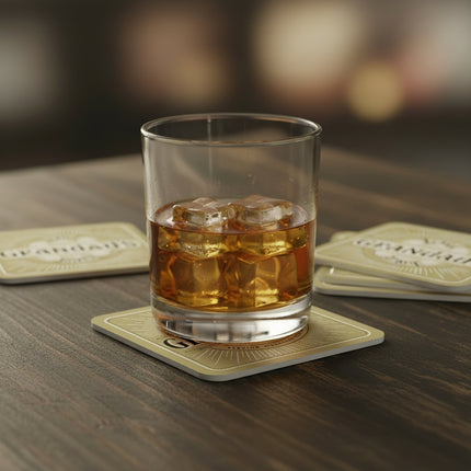 Grandad Drink Coasters on table with drinks