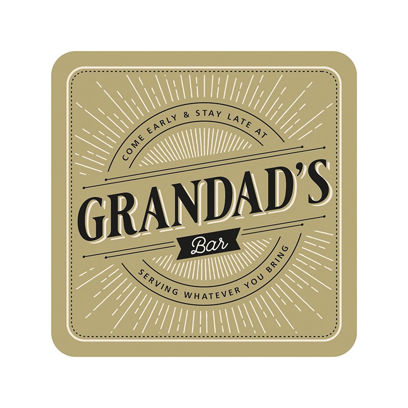 Grandad's Bar Premium Drink Coaster on a white background
