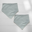 Two Bandana baby bibs with Grey stripes on a white background