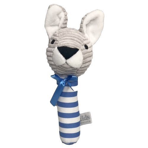 Kangaroo Blue toy with a striped handle on a white background