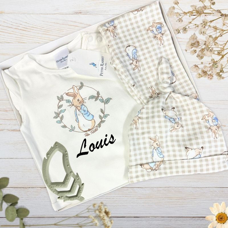 Peter rabbit clothing set and baby toy in gift box