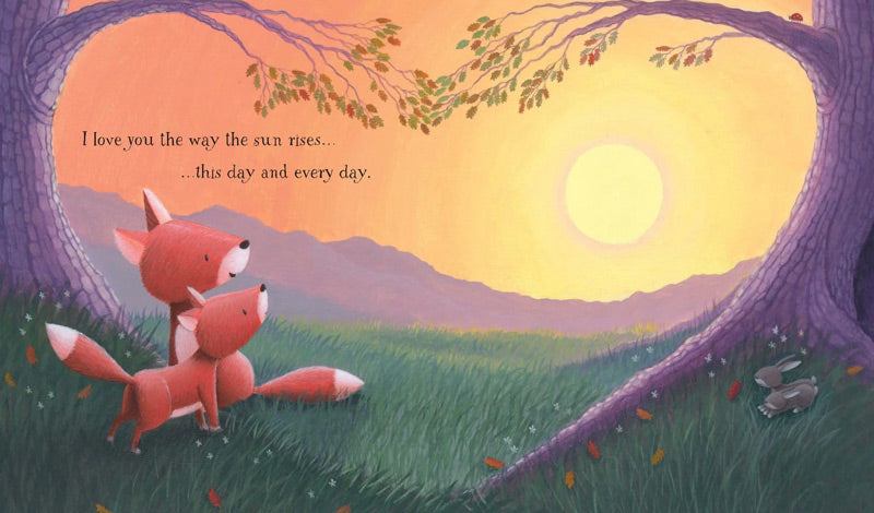 Love You Now and Forever story book pages with tress and animals