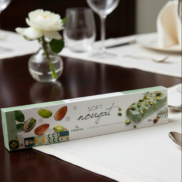 Soft, chewy nougat infused with premium pistachios