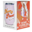Wine tumbler with 'Mum Power' text and packaging featuring a woman's silhouette.