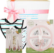 Baby gift set with May Gibbs dinner plate and cutlery featuring Gumnut Babies characters, branded 'The Baby Gift Company'.