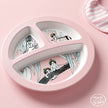 May Gibbs Gumnut Babies Gum Leaf Divided Melamine Plate on a pink table background