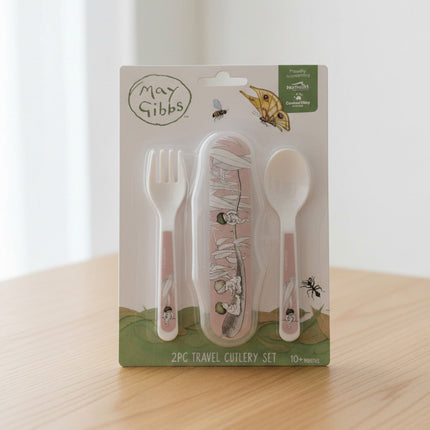 May Gibbs pink cutlery set on table