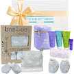 Baby gift set with Bamboo by Bubles Blue products and other items on a white background.