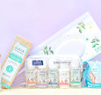 GAIA natural baby products including a Baby Starter Kit on a light purple background