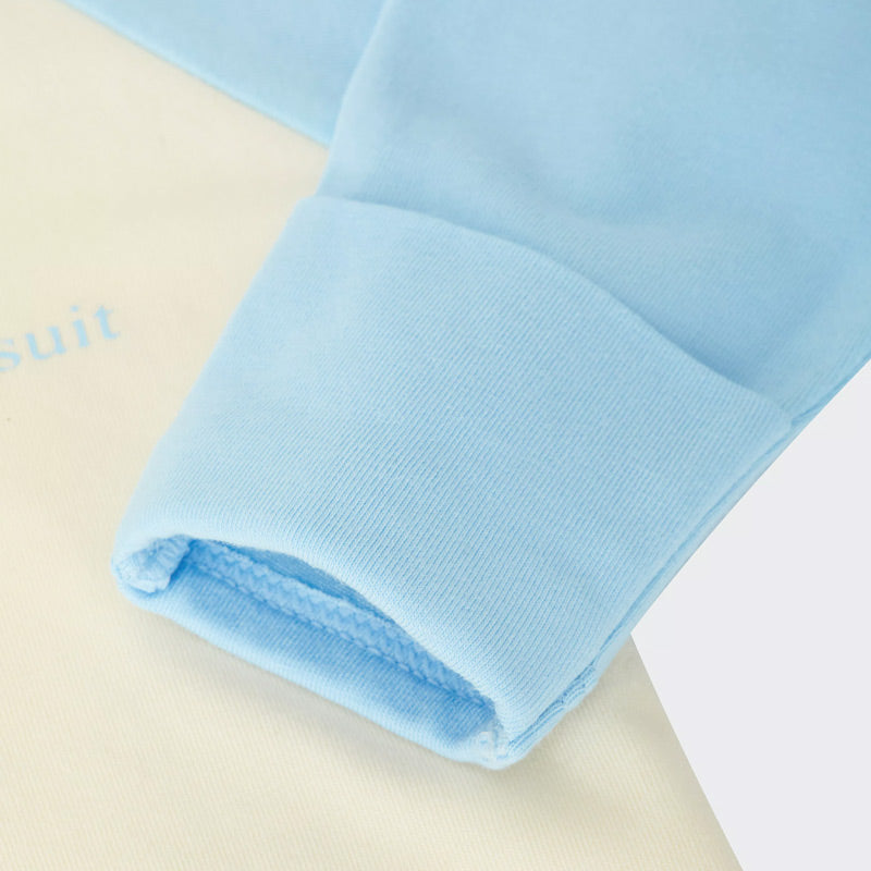 Bonds Ivory & Light Blue Zip Wondersuit with cuffable hands