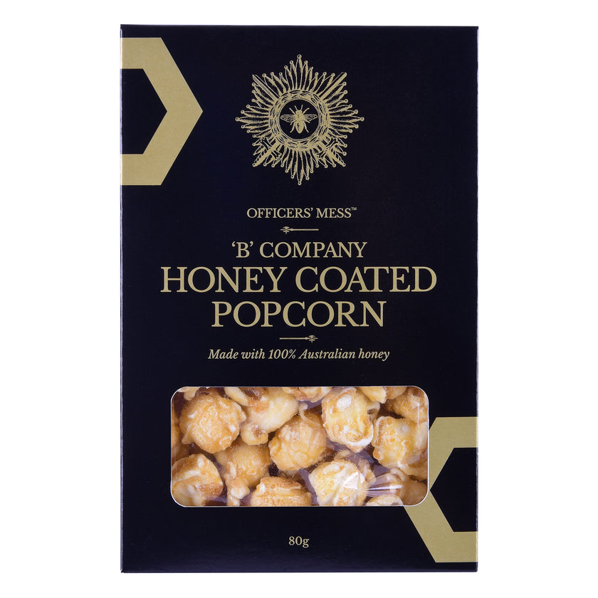 Box of Officers Mess B Company Honey Coated Popcorn