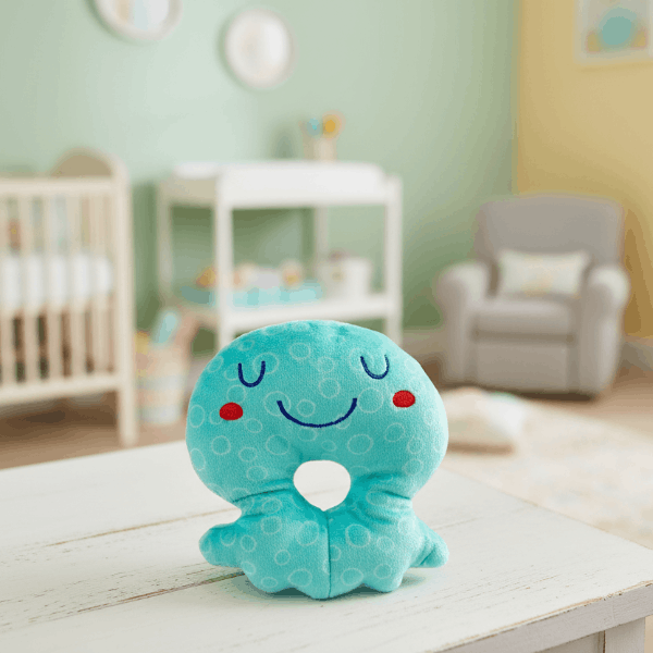 blue octopus toy in a baby nursery
