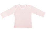Pink long-sleeve baby shirt on a white background