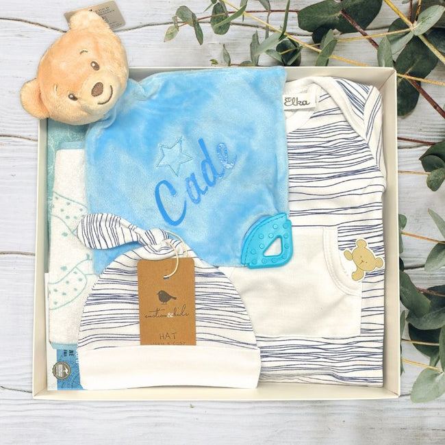 baby gift set with toys and clothes for boys
