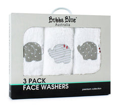 Bubba Blue Elephant Velour Face Washer Set