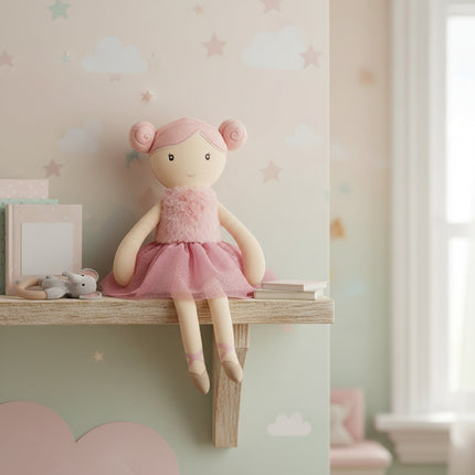 Poppy Rag Doll toy sitting on a shelf