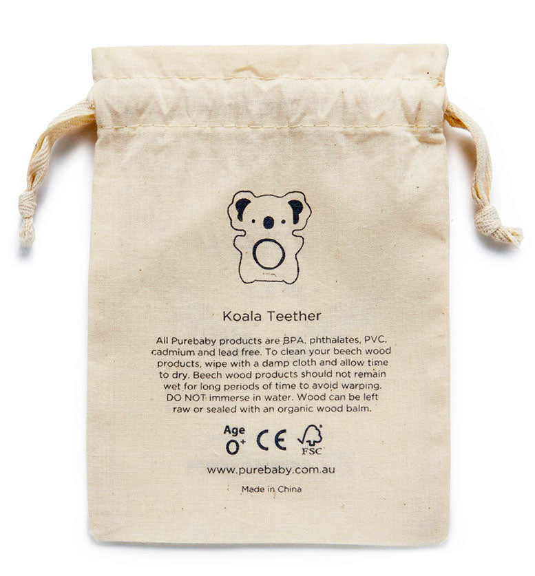Fabric display bag for Purebaby wooden teether 