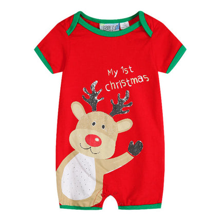 Red Reindeer romper baby first Christmas 