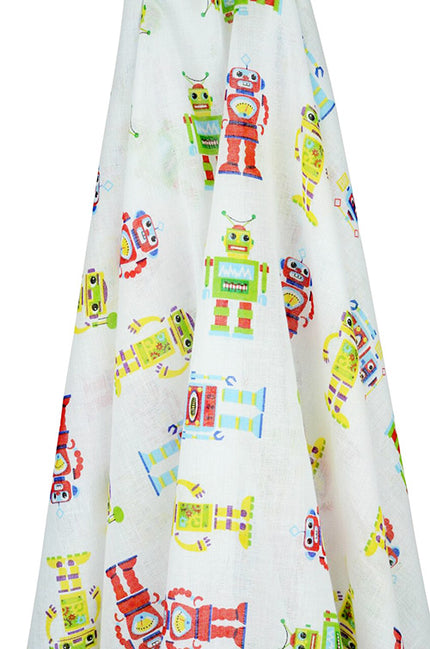 Robot Print Cotton Muslin Wrap
