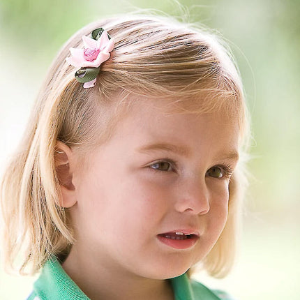 Rose Bow Hair Clip on little girl