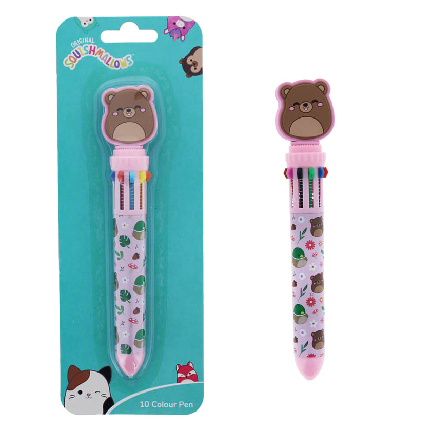 Squishmallows pen with bear design on a teal packaging